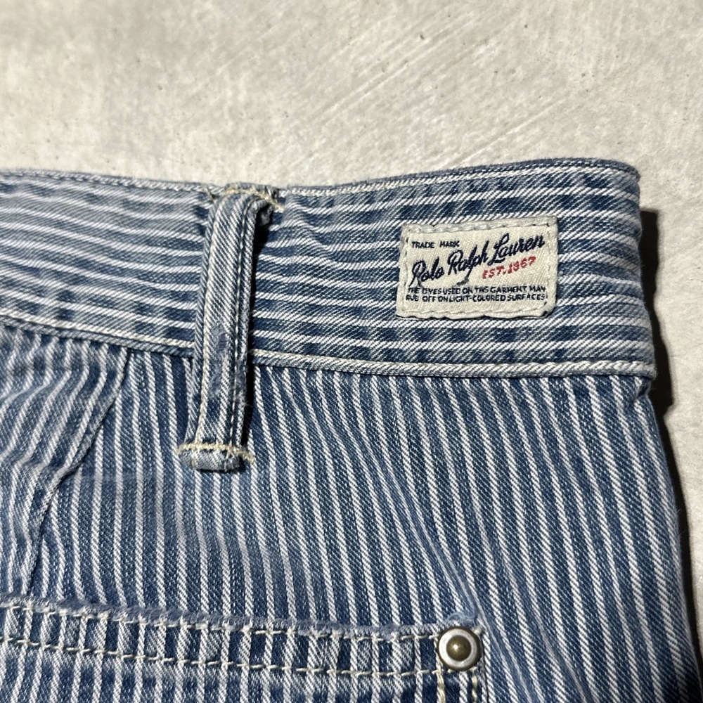 Polo Ralph Lauren Hickory Stripe Naval Clothing Carpenter SZ 38 Denim Shorts - Picture 10 of 12